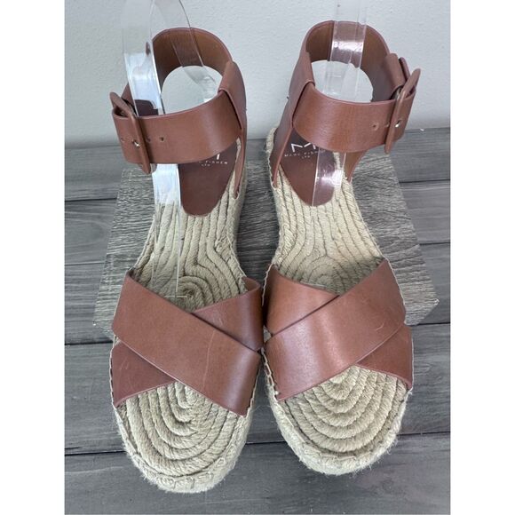 MARC FISHER‎ Vienna espadrille Leather Tan sandals Size 8.5 - Picture 3 of 10